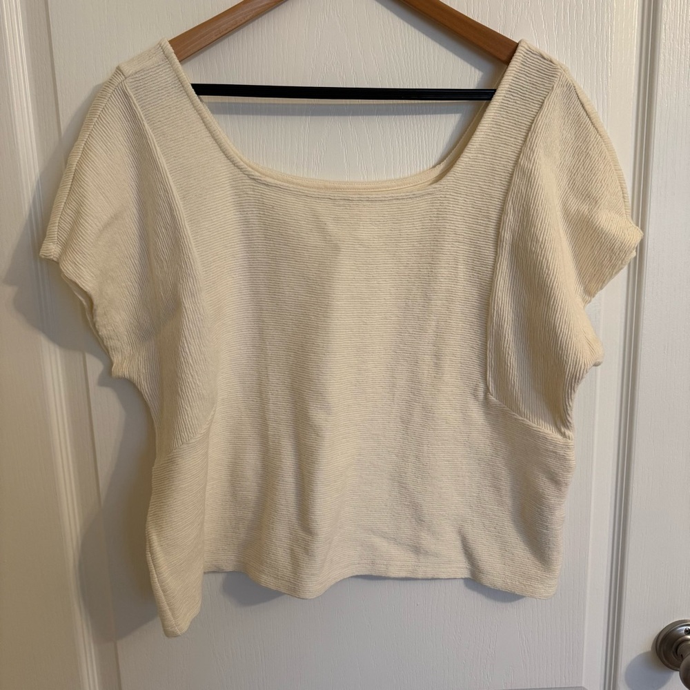 Madewell Ottoman Jacquard Square Neck Top, Cream Color